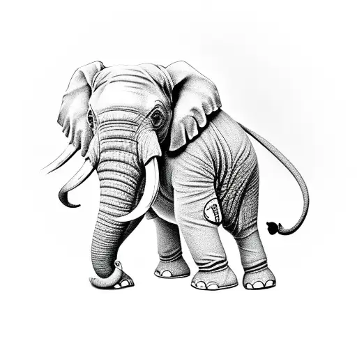 sitting baby elephant with heart at the top of his trunk tattoo design idea