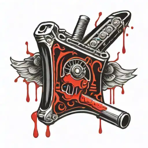 harmonica surrounded by blood dripping tattoo design idea