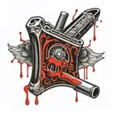 harmonica surrounded by blood dripping tattoo design idea
