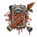 harmonica surrounded by blood dripping tattoo design idea