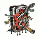 harmonica surrounded by blood dripping tattoo design idea