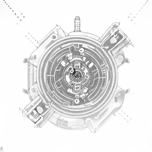 A robotic pancreas surrounded by binary code tattoo design idea