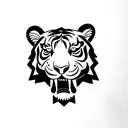 a minimal tiger walking out of a door, line work tattoo design idea