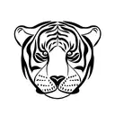 a minimal tiger walking out of a door, line work tattoo design idea