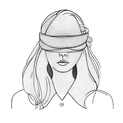 a woman with a blindfold tattoo design idea