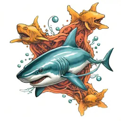 stungrays sharks jellyfishes tattoo design idea