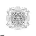 A mesmerizing mandala design incorporating various ocean creatures like turtles, dolphins, and seahorses tattoo design idea