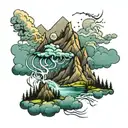 mountain range thunder storm tattoo design idea