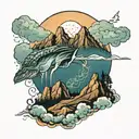 mountain range thunder storm tattoo design idea