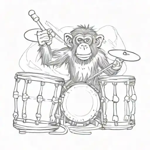 monkey with rasta play drums tattoo design idea