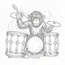 monkey with rasta play drums tattoo design idea