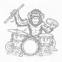 monkey with rasta play drums tattoo design idea