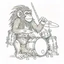 monkey with rasta play drums tattoo design idea