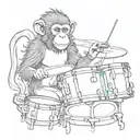 monkey with rasta play drums tattoo design idea