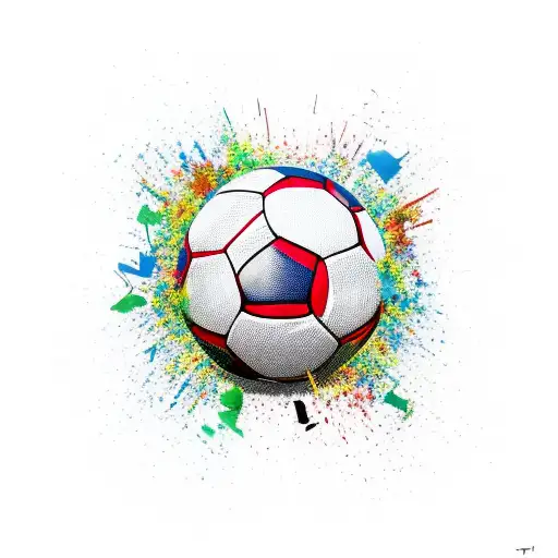 A new-school design featuring a soccer ball bursting through a brick wall with the words 'Tottenham Hotspur' in graffiti style tattoo design idea