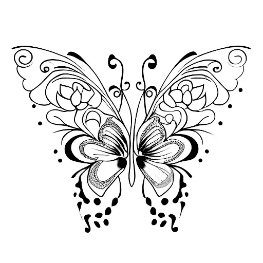 Half Butterfly Half Flower Tattoos tattoo design idea