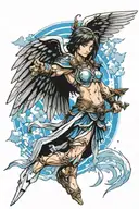 warrior angel holding tattoo design idea