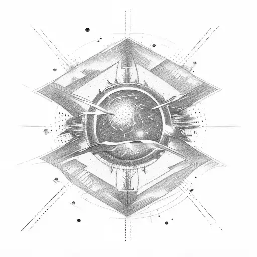 linear solar system tattoo design idea