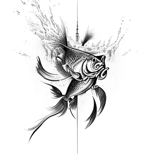 carp fishing logo tattoo design idea
