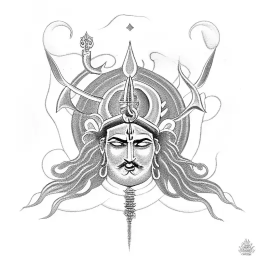 Fingers gripping Shiva the god's trishul or trident tattoo design idea