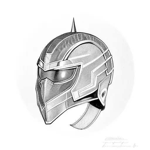 Loki's helmet with golden lines and small green branches growing tattoo design idea