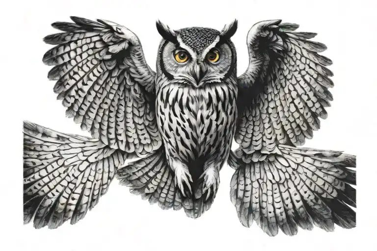 owl flying tattoo design idea