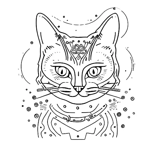 cat with big sparkly eyes  tattoo design idea