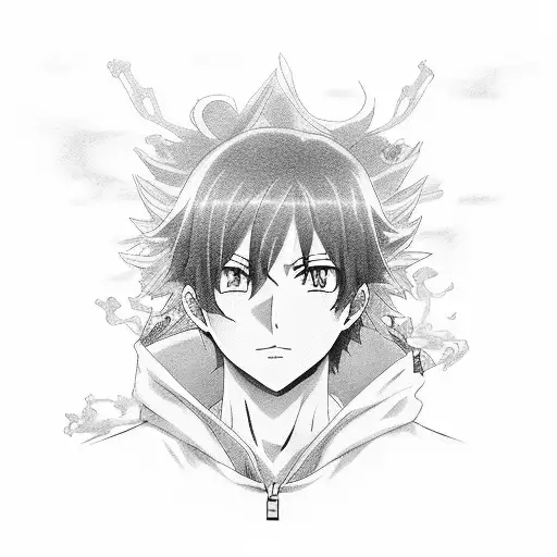 English teacher surrounded by anime characters tattoo design idea