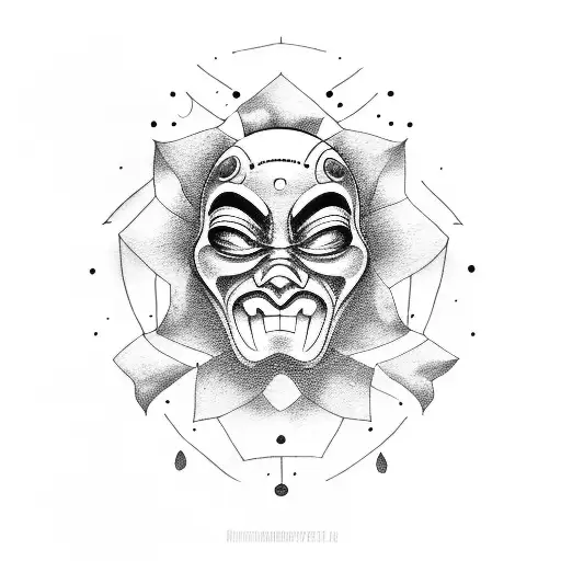 Sad mask and happy mask tattoo design idea