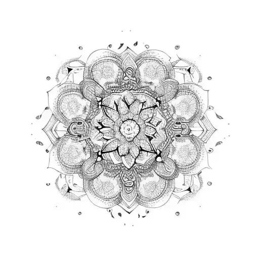 long henna mandala style tattoo design idea