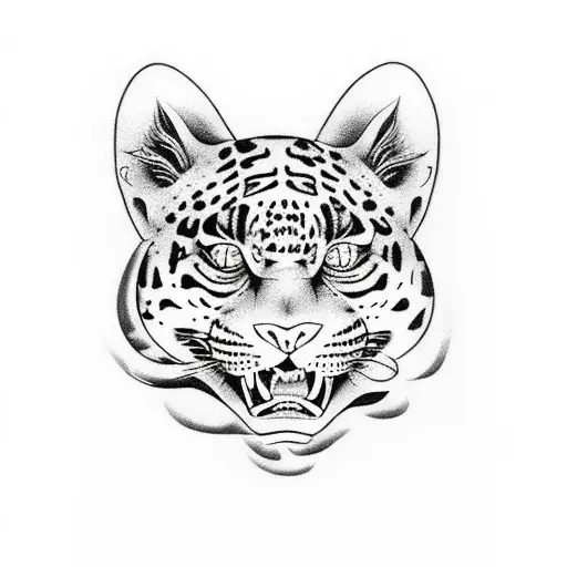 JAGUAR BLACK AND WHITE tattoo design idea