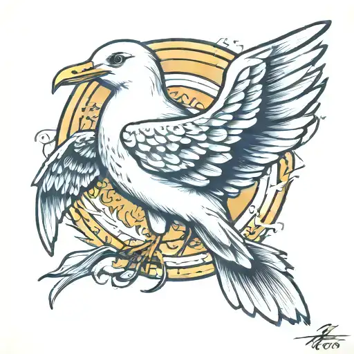 seagull freedom standing tattoo design idea