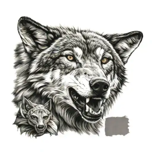 gray wolf turkish flag   tattoo design idea