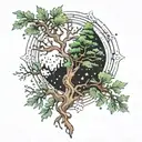 astrology and cedar tree  tattoo design idea