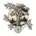 astrology and cedar tree  tattoo design idea