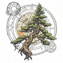 astrology and cedar tree  tattoo design idea