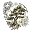 astrology and cedar tree  tattoo design idea