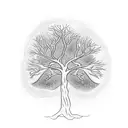 A tree whose trunk is a combination of three zodiac signs: Pisces, Cancer and Gemini tattoo design idea