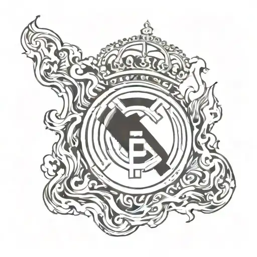 Real madrid logo in fire tattoo design idea