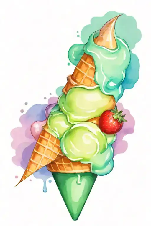 Mint ice cream cone tattoo design idea