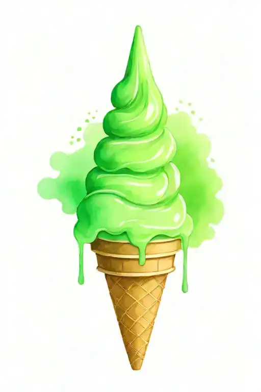 green ice cream cone melting tattoo design idea
