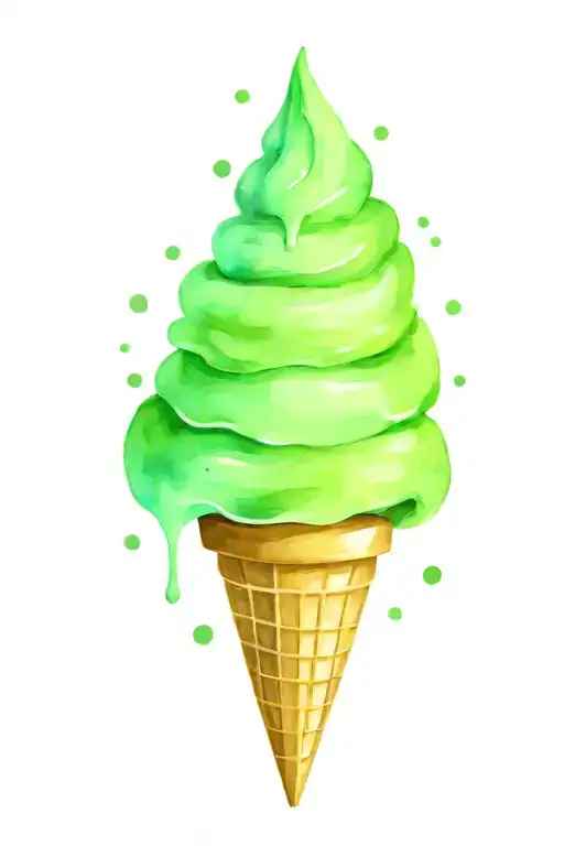 mint chip ice cream cone tattoo design idea