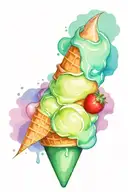 Mint ice cream cone tattoo design idea