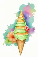 Mint ice cream cone tattoo design idea
