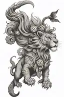 signe astro lion poisson tattoo design idea
