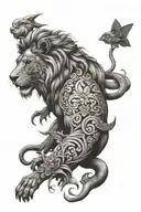 signe astro lion poisson tattoo design idea