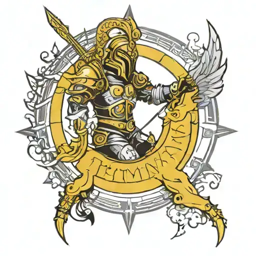 testament of aiolos zodiac golden knights tattoo design idea