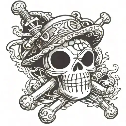 Jolly roger one piece Luffy e law enforcement tattoo design idea