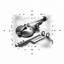 Photography themed violin keys tattoo design idea
