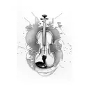 Photography themed violin keys tattoo design idea